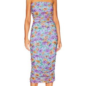 Veronica Beard Purple Strapless Ruched Cocktail Dress
